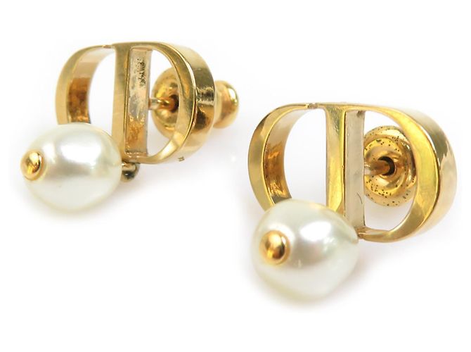 Orecchini a Perno Oro e Bianco Christian Dior D'oro - vista 2