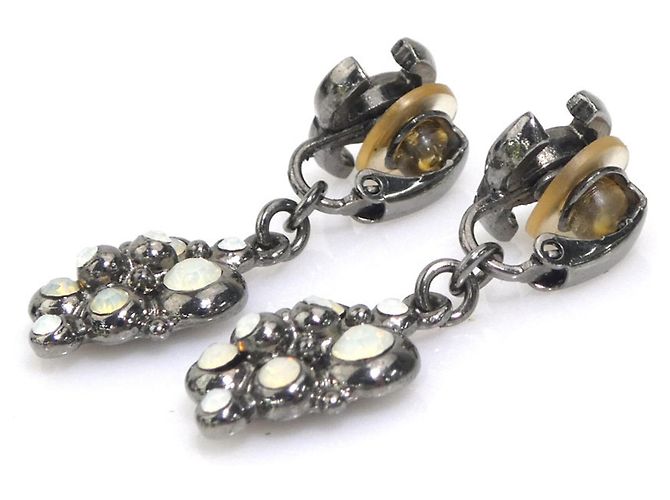 Orecchini a goccia in metallo gunmetal Chanel Metallico - vista 3