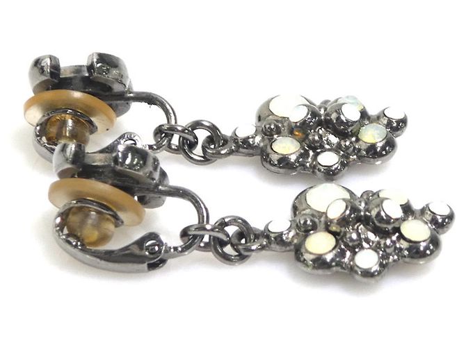 Orecchini a goccia in metallo gunmetal Chanel Metallico - vista 5