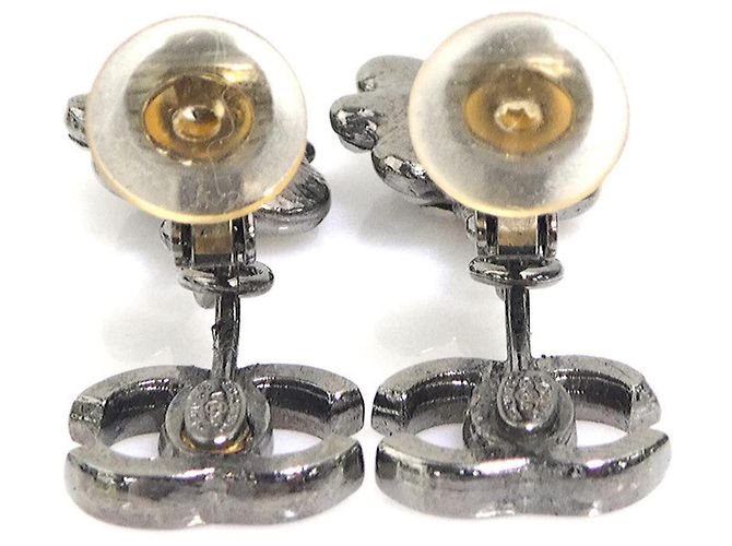 Orecchini a goccia in metallo gunmetal Chanel Metallico - vista 6