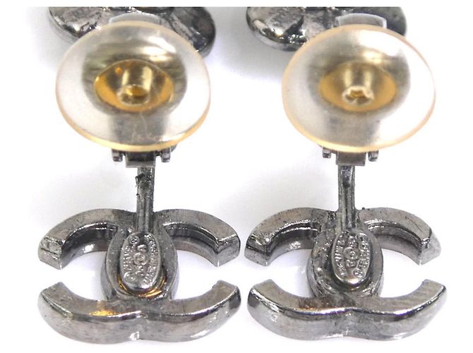 Orecchini a goccia in metallo gunmetal Chanel Metallico - vista 7