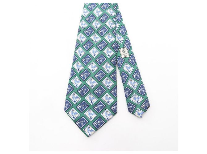 Cravatta Chanel in seta blu verde crema Crudo - vista 2