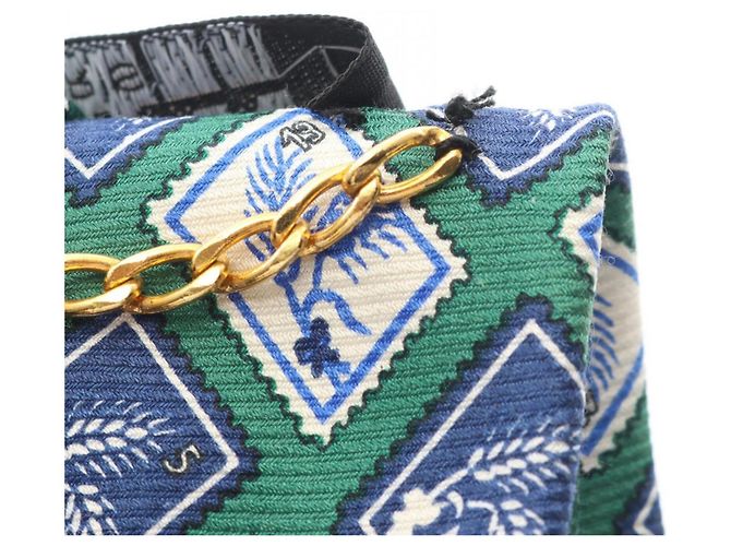 Cravatta Chanel in seta blu verde crema Crudo - vista 7