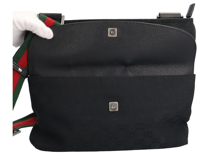 Borsa a spalla Gucci in tela GG nera Nero - vista 7