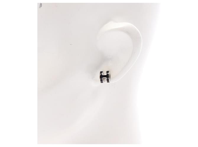 Hermès MINI POP H Stud Ohrringe Schwarz Silber - Ansicht 4