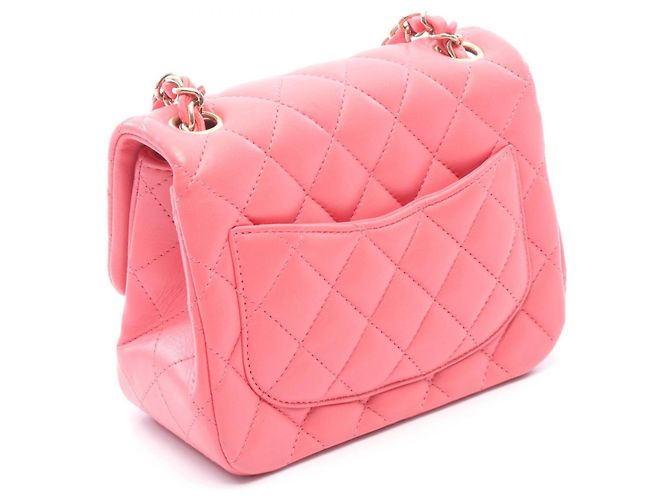 Borsa a Spalla Chanel Mini Matelassé in Pelle di Agnello Rosa - vista 2