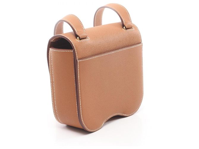 Mini borsa a spalla Della Cavalleria di Hermès Marrone D'oro - vista 2