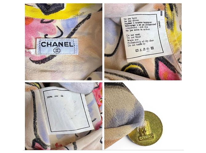Logo Bluse Multicolor 100% Seide CC Barbie Kollektion 95P Ikonisch Chanel FR 42/44 - Ansicht 8