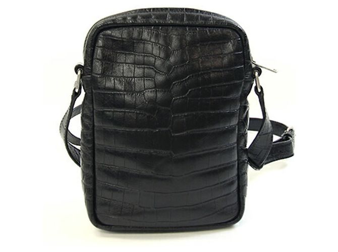 Borsa a spalla in pelle nera stampata Saint Laurent Nero - vista 2