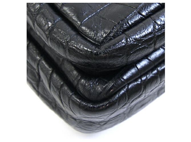 Borsa a spalla in pelle nera stampata Saint Laurent Nero - vista 5