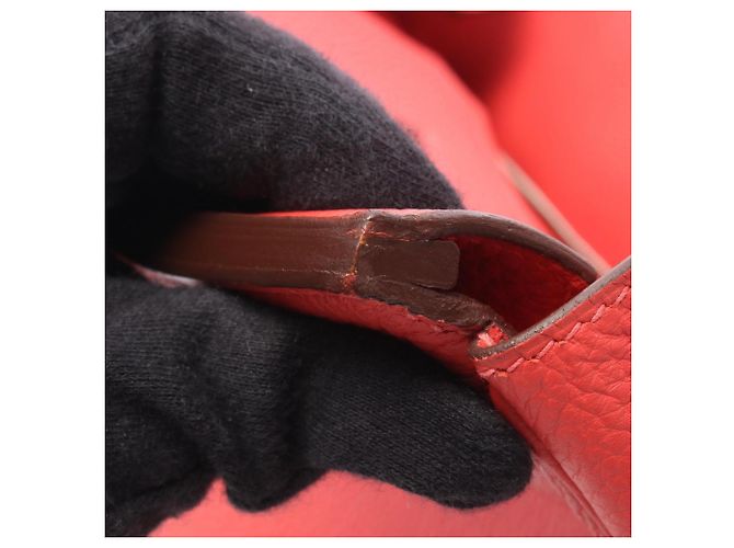 Borsa Hermès Birkin 30 in pelle Togo rossa Rosso - vista 8