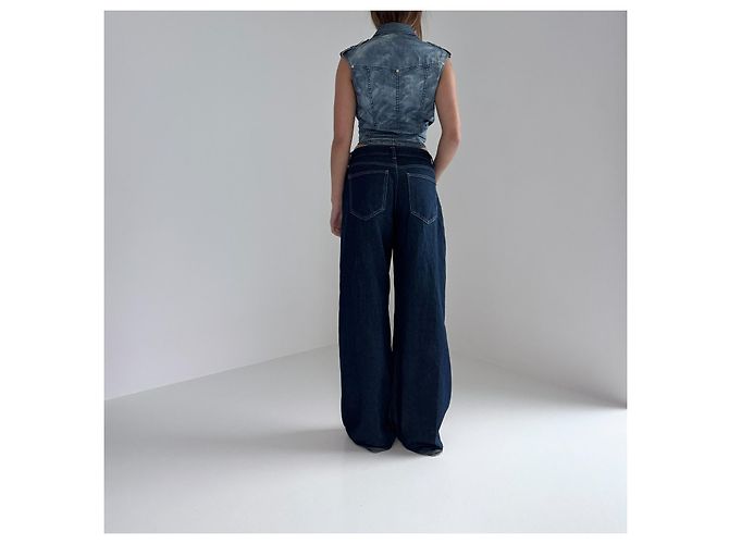 Camicia senza maniche in denim Balmain blu - vista 2
