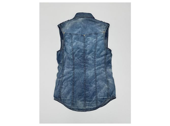Camicia senza maniche in denim Balmain blu - vista 4