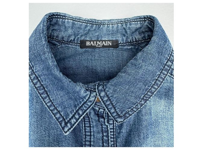 Camicia senza maniche in denim Balmain blu - vista 5