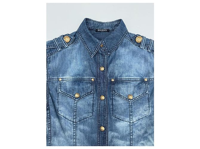 Camicia senza maniche in denim Balmain blu - vista 8