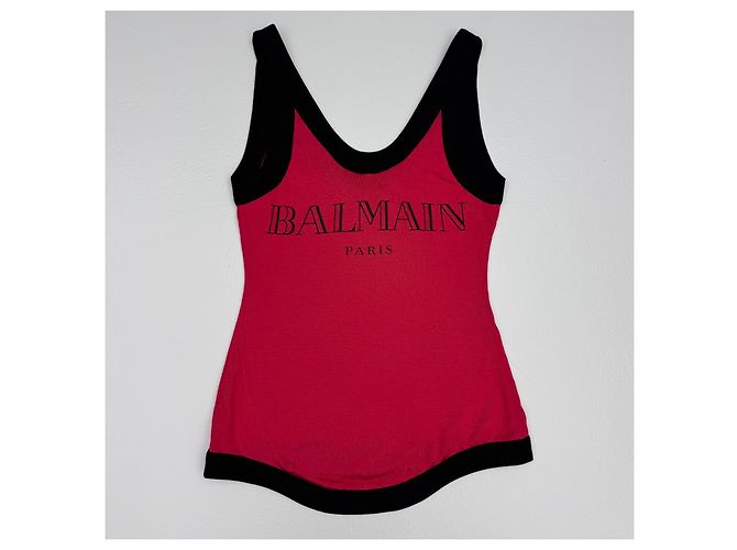 Top senza maniche Balmain nero e rosso - vista 3