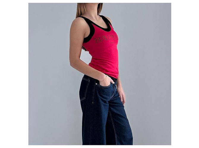 Top senza maniche Balmain nero e rosso - vista 5