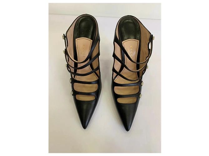 Gucci Antena Mules Heels Schwarzes Leder - Ansicht 3