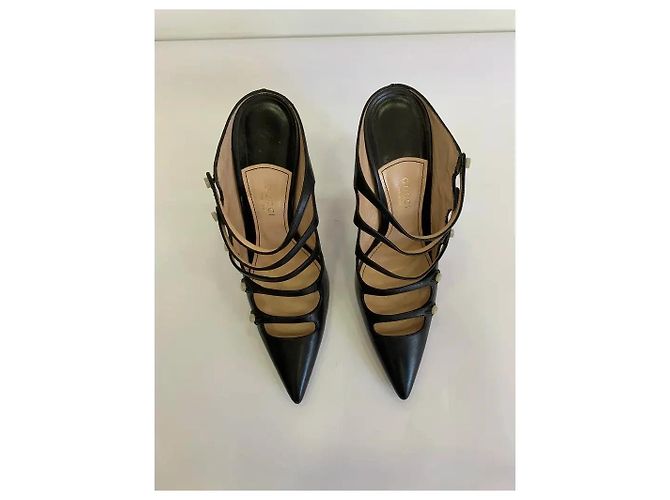 Gucci Antena Mules Heels Schwarzes Leder - Ansicht 4