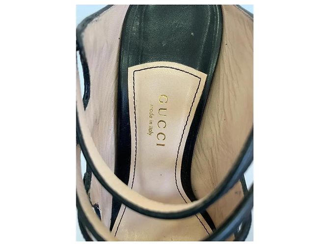 Gucci Antena Mules Heels Schwarzes Leder - Ansicht 6