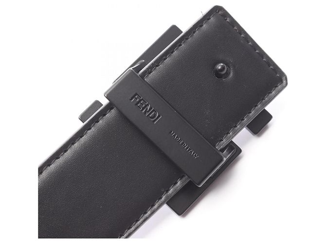 Fendi FF Square Reversible Leather Belt, Black - view 4