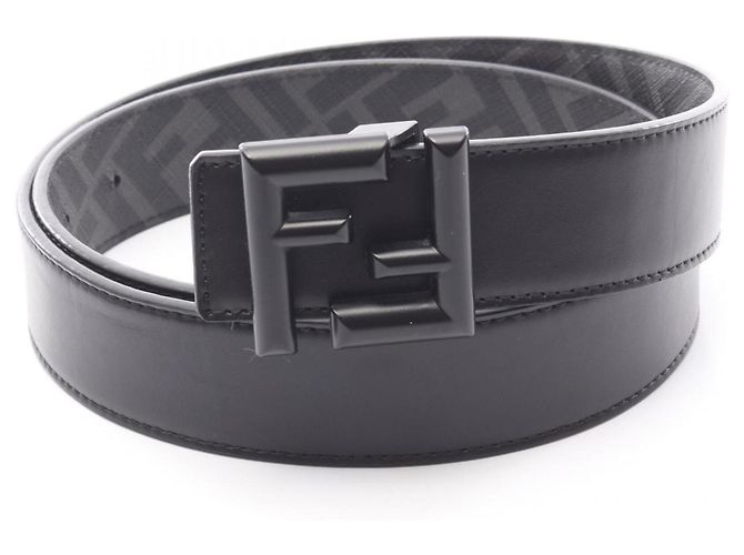 Fendi FF Square Reversible Leather Belt, Black - view 5