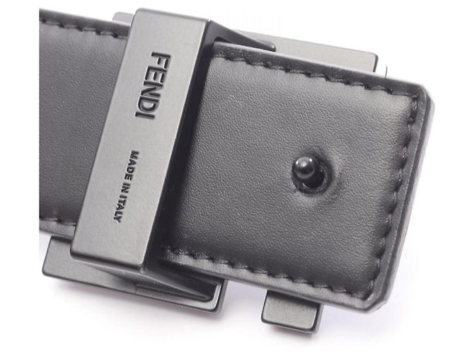 Fendi FF Square Reversible Leather Belt, Black - view 6
