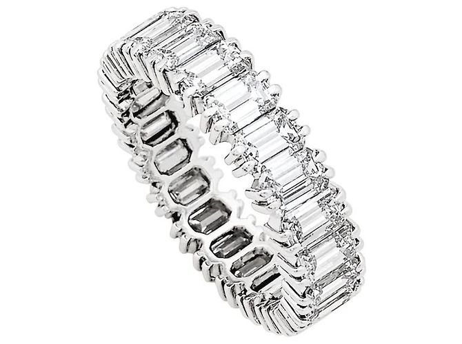 Autre Marque Anello eternità, platino e diamanti taglio smeraldo. - vista 2