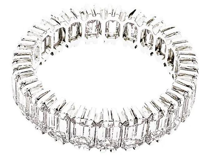 Autre Marque Anello eternità, platino e diamanti taglio smeraldo. - vista 5