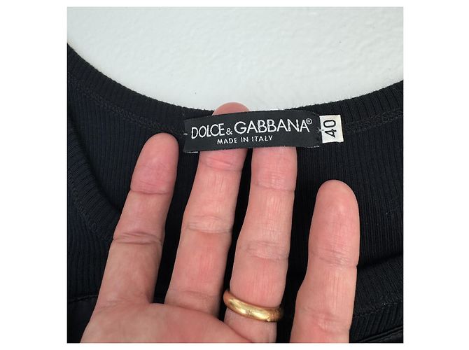 Top in seta e cotone a coste Dolce & Gabbana con fiocco in velluto Nero - vista 6