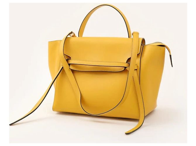 Borsa Tote Céline Belt in pelle gialla Giallo - vista 2