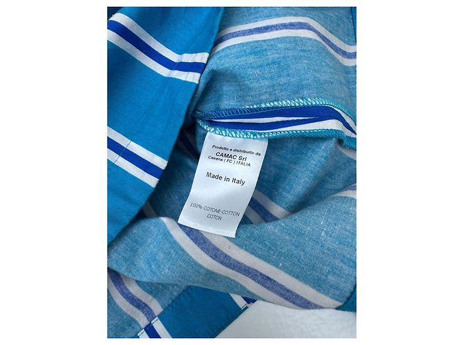 Top corto Stella Jean azul a rayas de algodón Blanco Azul oscuro - vista 2