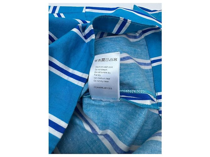 Top corto Stella Jean azul a rayas de algodón Blanco Azul oscuro - vista 5