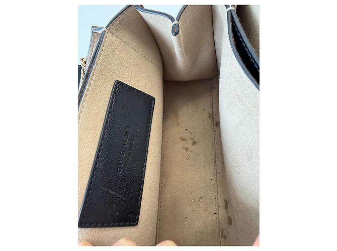 Borsa a spalla piccola Givenchy GV3 in pelle nera e suede leopardato Marrone Blu navy - vista 4