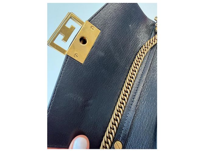Borsa a spalla piccola Givenchy GV3 in pelle nera e suede leopardato Marrone Blu navy - vista 6