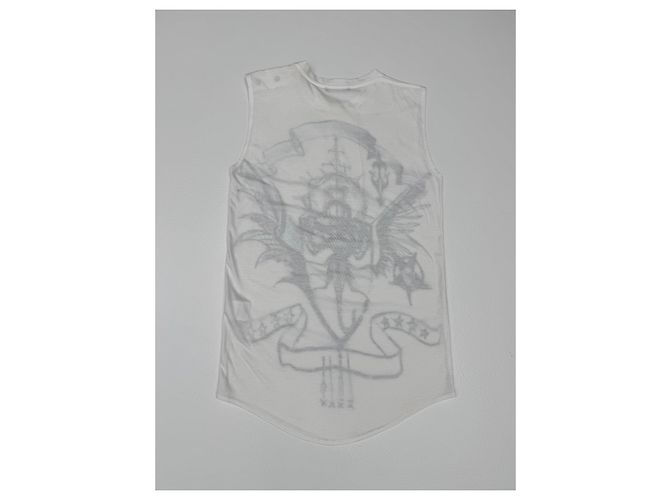 Top Balmain blanco de algodón con estampado gráfico y botones dorados - vista 4