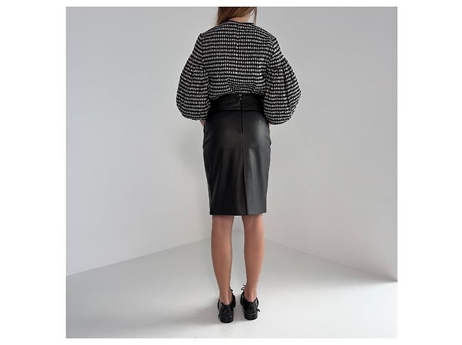 Falda de cuero Balenciaga Pre-Otoño 2012 Negro - vista 2