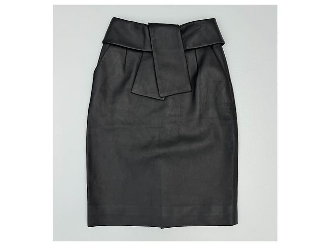 Falda de cuero Balenciaga Pre-Otoño 2012 Negro - vista 3