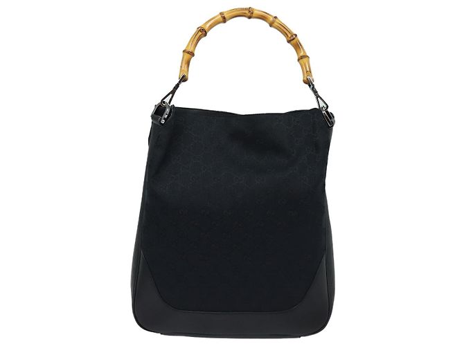 Gucci Bamboo Shoulder GG Canvas Nero - vista 2