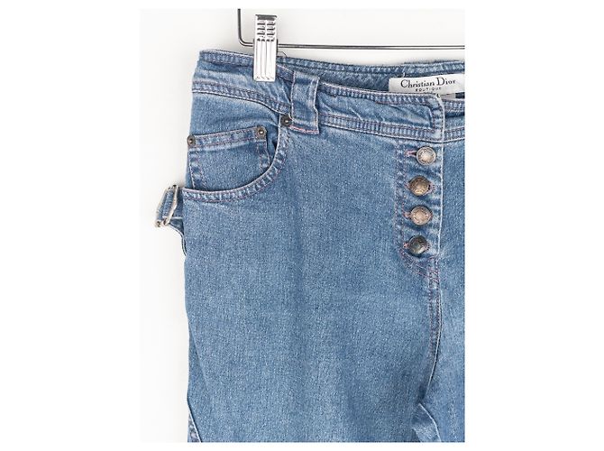 Dior von Galliano SS03 Bootcut Bondage-Jeans Blau - Ansicht 4