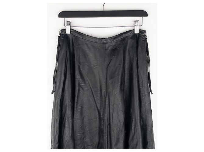 Maison Martin Margiela Saia maxi plissada em couro sintético MM6 Maison Margiela Preto - vista 3