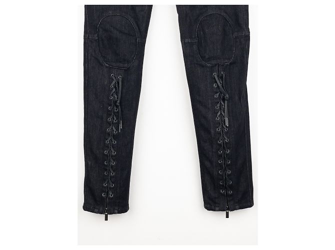 Jean Paul Gaultier Jeans Biker de Denim com Renda e Bondage dos Anos 2000 - vista 4