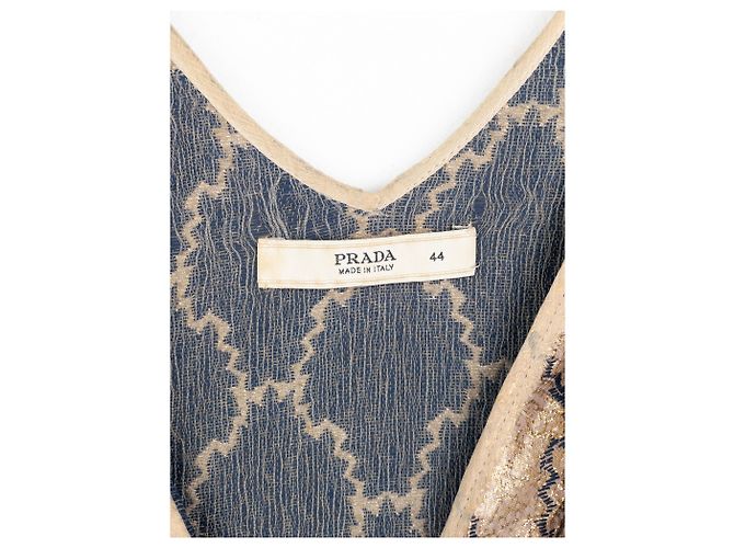 Conjunto de top de brocado de seda dourada e saia midi Prada SS02 Dourado - vista 12
