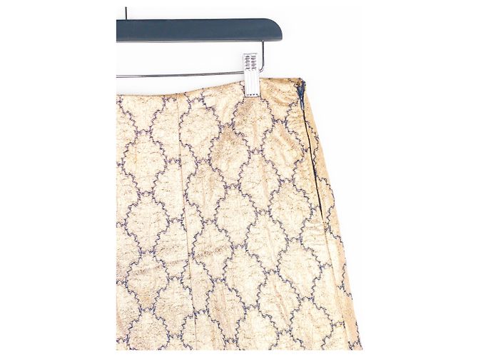 Conjunto de top de brocado de seda dourada e saia midi Prada SS02 Dourado - vista 13
