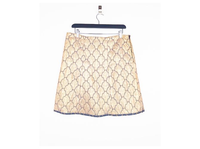 Conjunto de top de brocado de seda dourada e saia midi Prada SS02 Dourado - vista 5