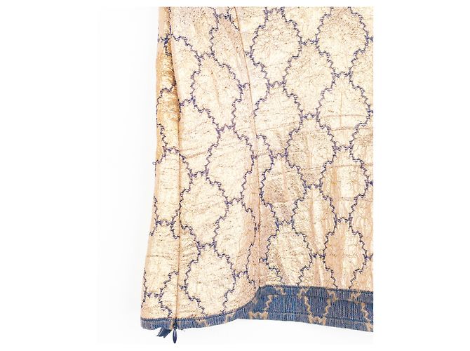 Conjunto de top de brocado de seda dourada e saia midi Prada SS02 Dourado - vista 9
