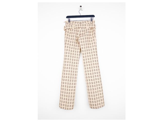 Pantalones de brocado de seda dorada con cinturón Prada SS02 - vista 2