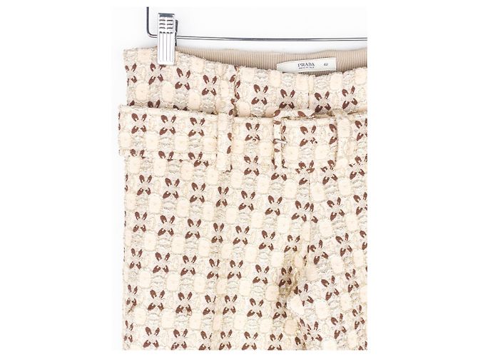 Pantalones de brocado de seda dorada con cinturón Prada SS02 - vista 3