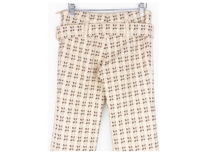Pantalones de brocado de seda dorada con cinturón Prada SS02 - vista 5
