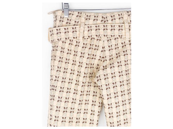 Pantalones de brocado de seda dorada con cinturón Prada SS02 - vista 6